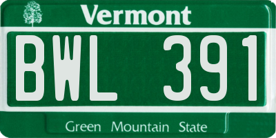 VT license plate BWL391