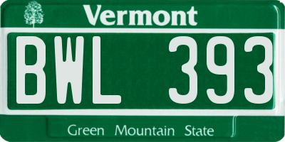 VT license plate BWL393