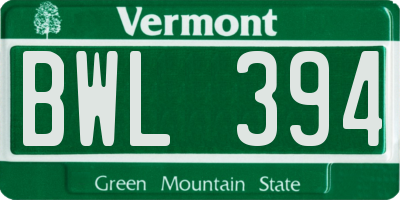 VT license plate BWL394