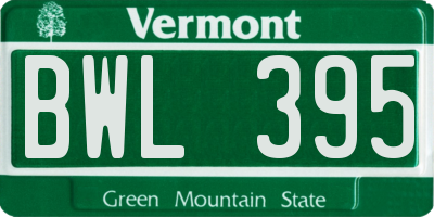 VT license plate BWL395