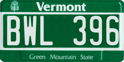 VT license plate BWL396
