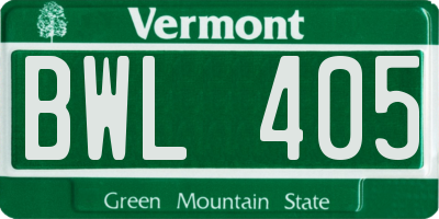 VT license plate BWL405
