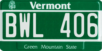 VT license plate BWL406
