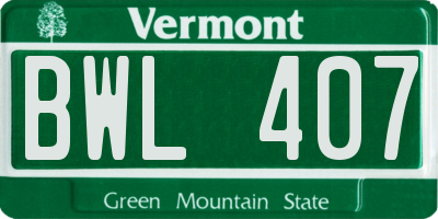 VT license plate BWL407