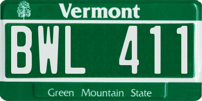 VT license plate BWL411