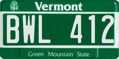 VT license plate BWL412