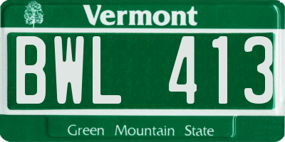 VT license plate BWL413