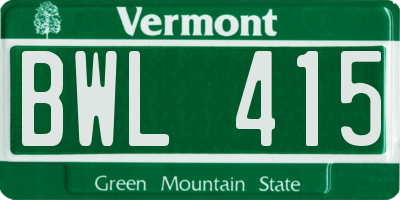 VT license plate BWL415