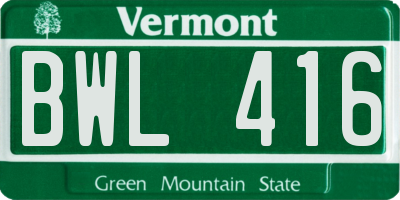 VT license plate BWL416