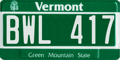 VT license plate BWL417