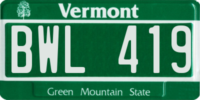 VT license plate BWL419