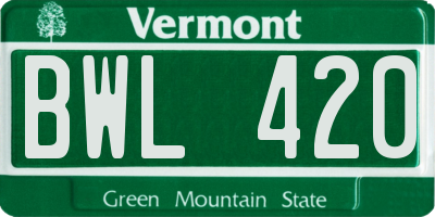 VT license plate BWL420