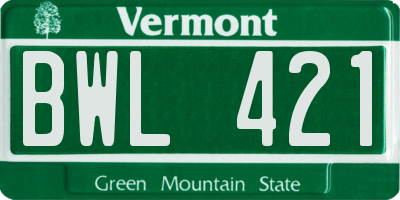 VT license plate BWL421