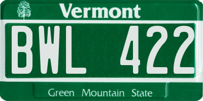 VT license plate BWL422