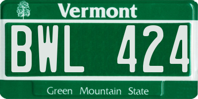 VT license plate BWL424