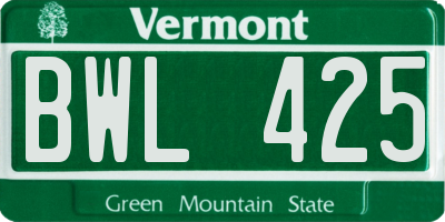 VT license plate BWL425
