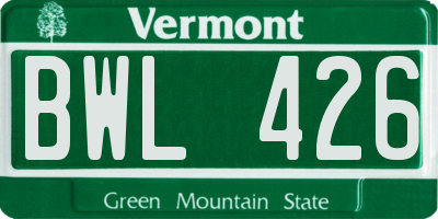 VT license plate BWL426