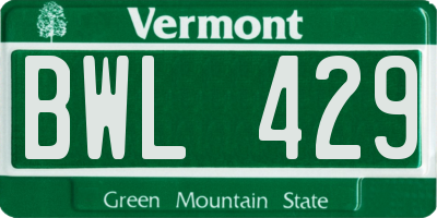 VT license plate BWL429