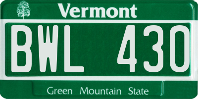 VT license plate BWL430