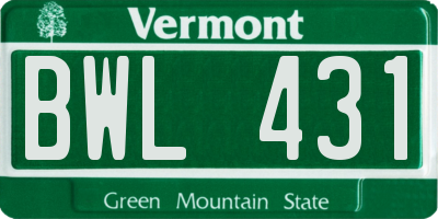 VT license plate BWL431