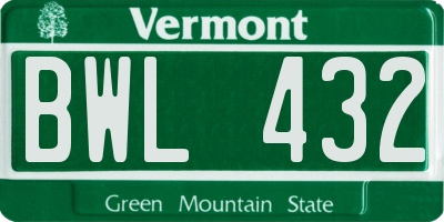 VT license plate BWL432