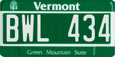 VT license plate BWL434