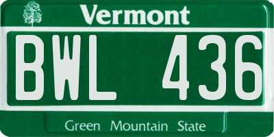VT license plate BWL436