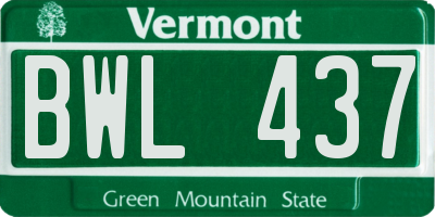 VT license plate BWL437