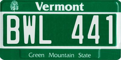 VT license plate BWL441
