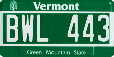 VT license plate BWL443