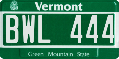 VT license plate BWL444