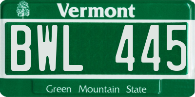 VT license plate BWL445
