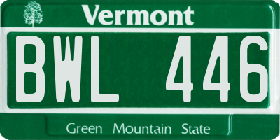 VT license plate BWL446