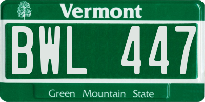 VT license plate BWL447