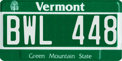 VT license plate BWL448