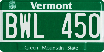 VT license plate BWL450