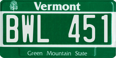 VT license plate BWL451