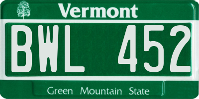 VT license plate BWL452