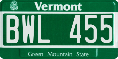 VT license plate BWL455