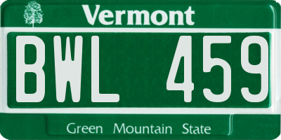 VT license plate BWL459