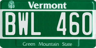 VT license plate BWL460