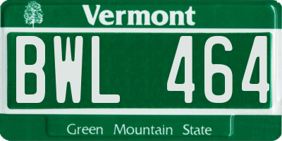 VT license plate BWL464