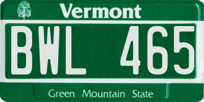 VT license plate BWL465