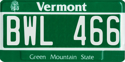 VT license plate BWL466