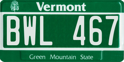 VT license plate BWL467