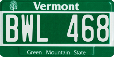 VT license plate BWL468