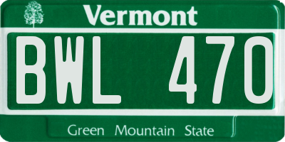 VT license plate BWL470