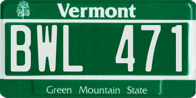 VT license plate BWL471