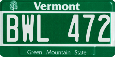 VT license plate BWL472