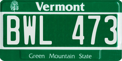 VT license plate BWL473